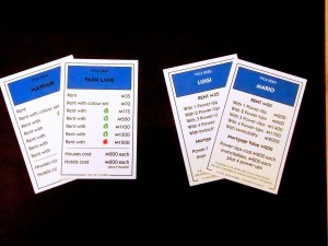 Nintendo Monopoly Property Cards